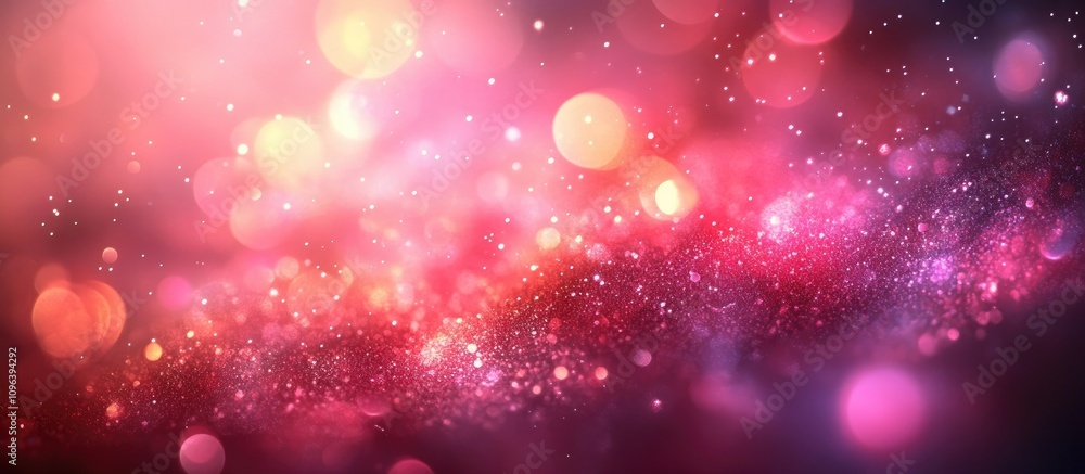 Poster abstract pink bokeh backdrop with vibrant light circles creating a dreamy and enchanting atmosphere 
