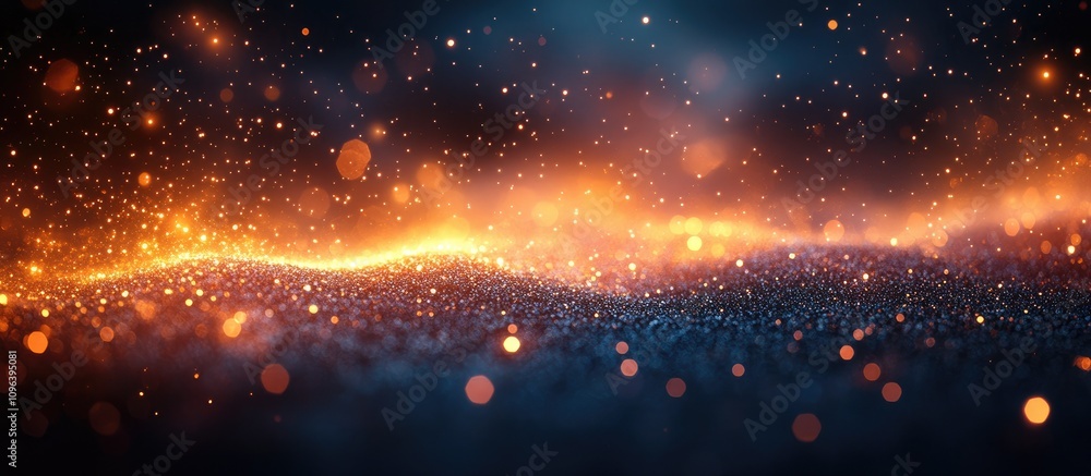 Poster abstract glowing lights with defocused glitter texture on dark background creating a mesmerizing win