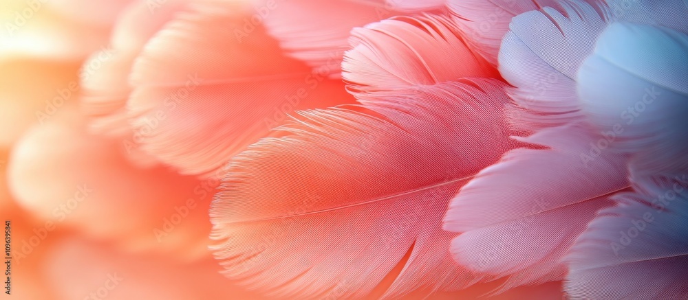 Poster delicate bird feathers in soft pastel hues creating a serene and tranquil visual effect for nature a