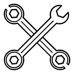 set of wrench silhouette vector illustration line art transparent background