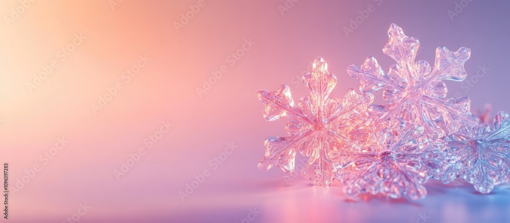 Poster illuminated glass snowflakes against a gradient background ideal for minimal christmas design with s