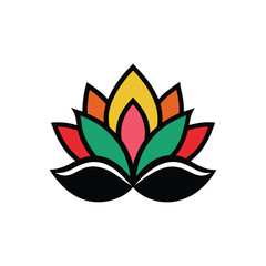 Minimalist lotus mandala design illustration. Colorful and Detailed Vector Design