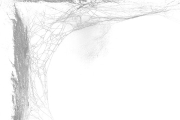 Realistic Halloween spider web with scary thread effect isolated on transparent background