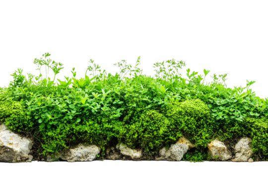 Green hill border nature plant isolated on transparent background