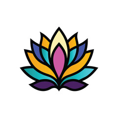 Minimalist lotus mandala design illustration. Colorful and Detailed Vector Design