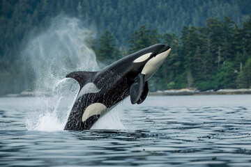 Fototapeta premium Fantastically beautiful majestic huge whale in deep ocean