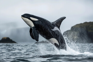 Obraz premium Fantastically beautiful majestic huge whale in deep ocean