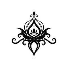 abstract floral ornament silhouette vector icon illustration