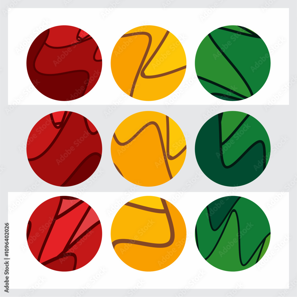 Poster abstract wave circle icon set vector illustration. paper cut template background vector design for s