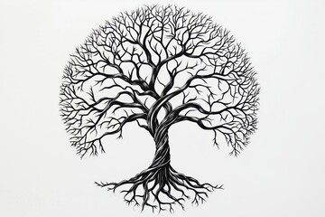 Symmetrical tree tattoo with intricate details