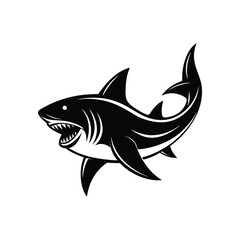Shark Silhouette Icon Vector Illustration - Bold and Dynamic Marine Design
