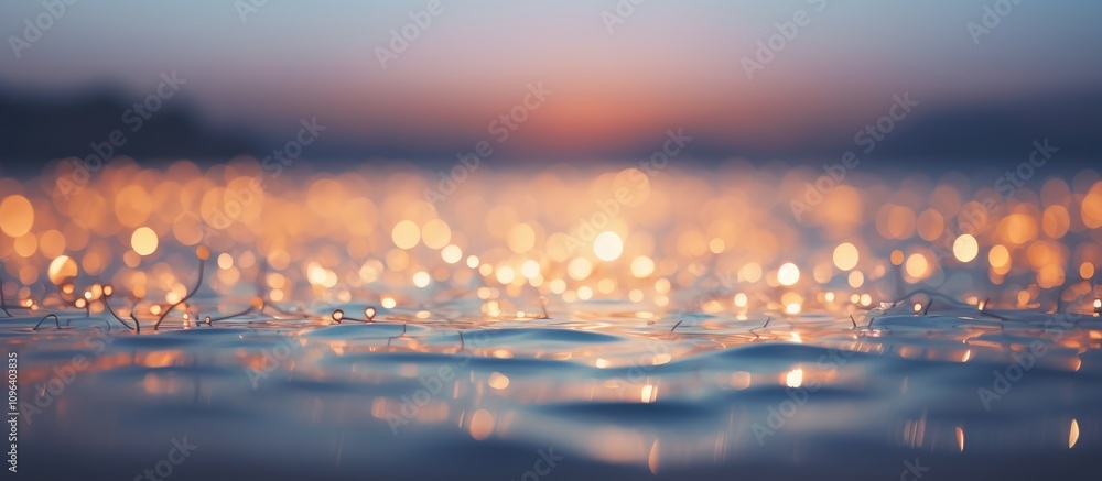 Poster seaside bokeh effect at sunset creating a dreamy atmosphere with shimmering water and soft lighting 