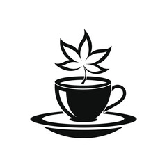 Green Tea Cup Silhouette Icon Vector Illustration - Elegant Beverage Design