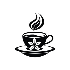 Green Tea Cup Silhouette Icon Vector Illustration - Elegant Beverage Design