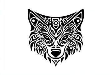 Fototapeta premium Artistic wolf tattoo with tribal-inspired designs