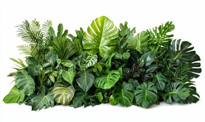 Lush tropical foliage arrangement, vibrant green.