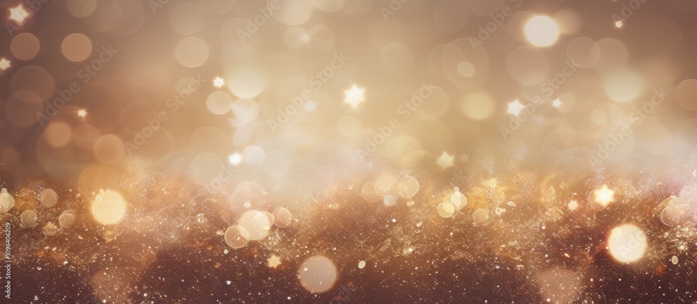Poster golden bokeh festive background with sparkling lights creating a warm and inviting holiday atmospher