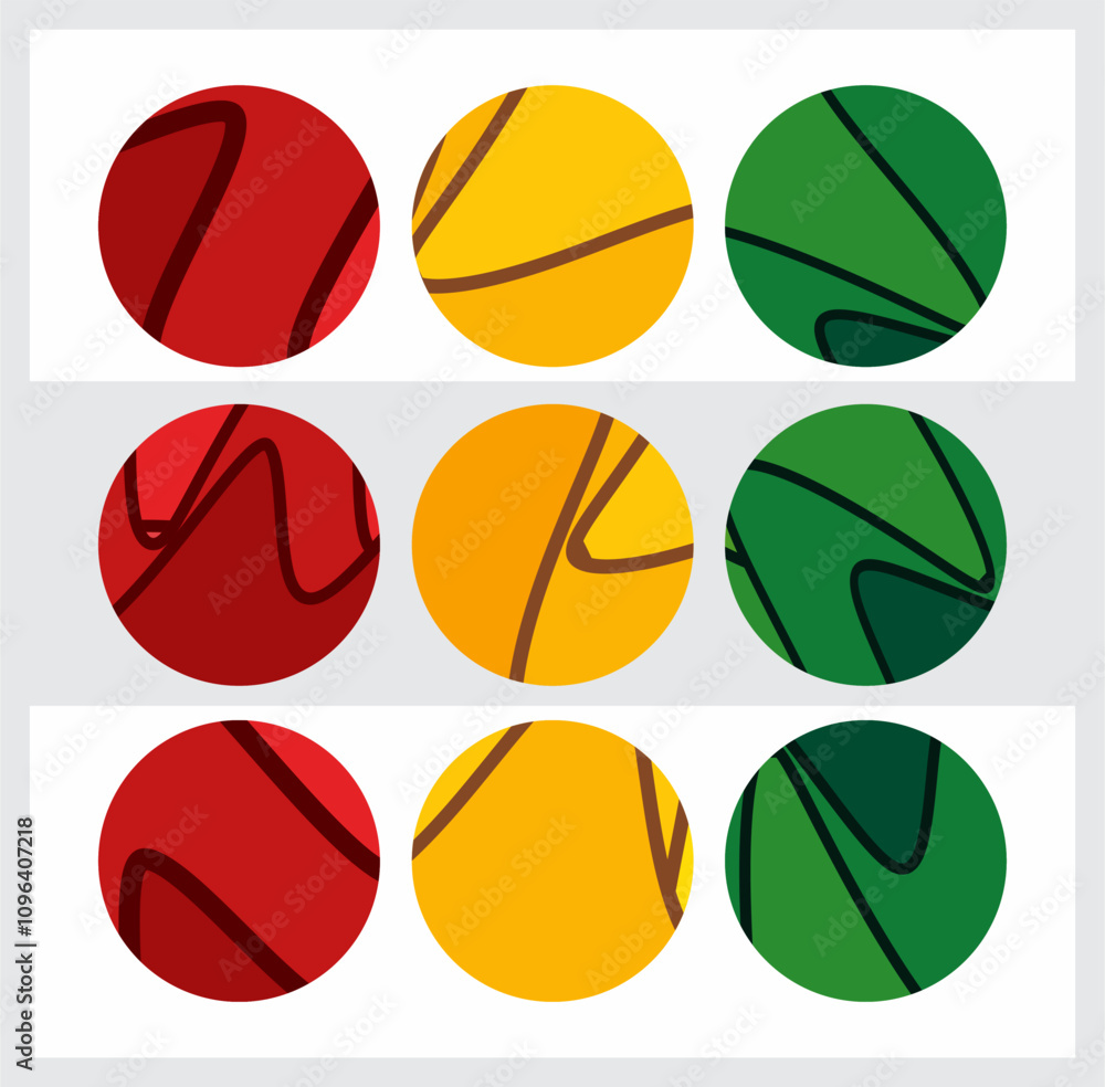 Poster abstract wave circle icon set vector illustration. paper cut template background vector design for s