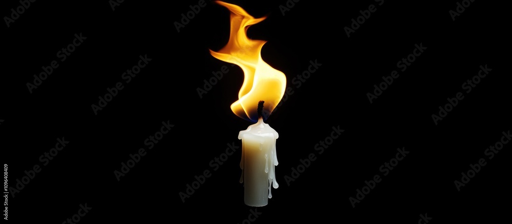 Poster burning candle with vibrant flames illuminating darkness creating a dramatic and atmospheric display