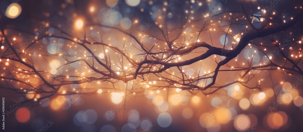 Aufkleber enchanting fairy light backdrop with branches creating a dreamy atmospheric effect for creative desi
