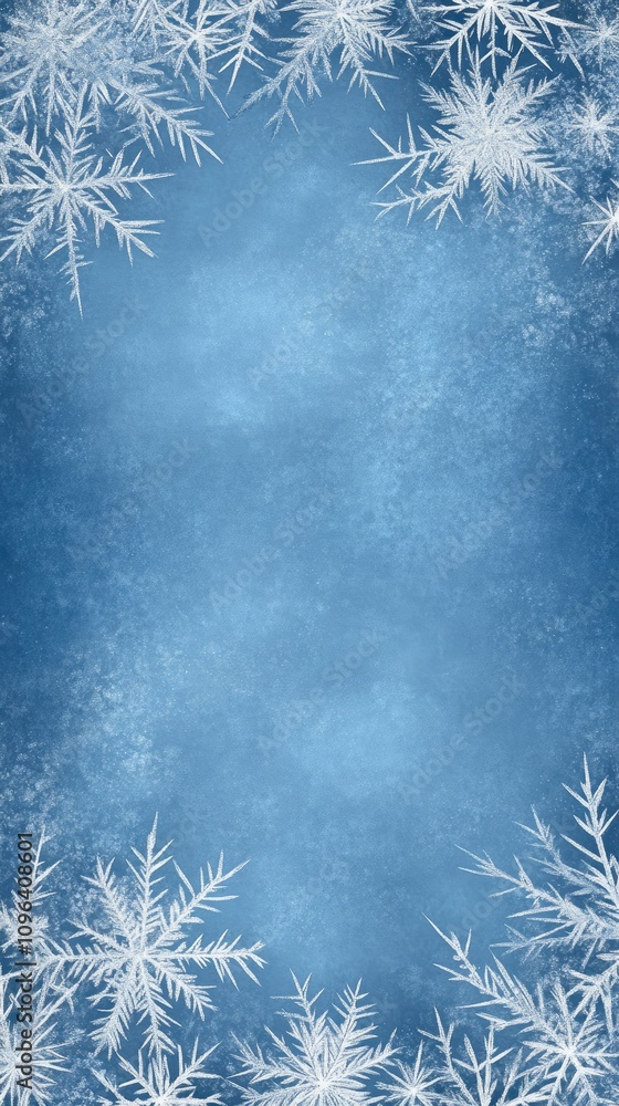 Aufkleber abstract background features ice crystals with intricate blue frost patterns, capturing the essence 