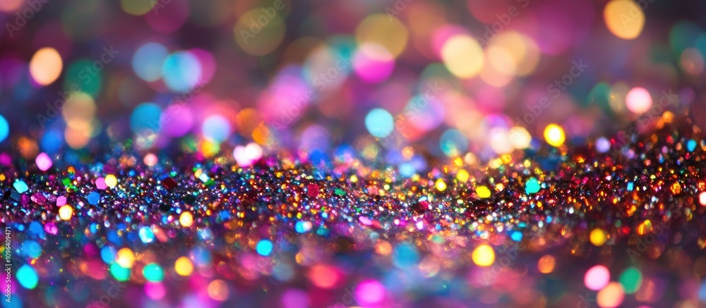 Poster colorful glitter bokeh lighting effect with vibrant blurred abstract backdrop creating a festive and