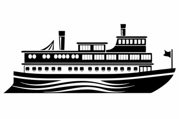 Obraz premium Minimalist Ferry Silhouette Vector Art for Nautical and Maritime Designs