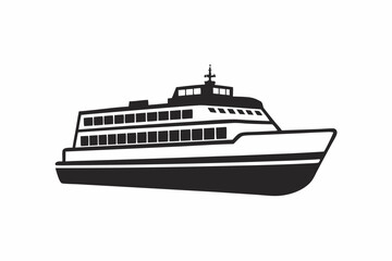 Minimalist Ferry Silhouette Vector Art for Nautical and Maritime Designs

