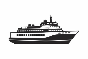 Obraz premium Minimalist Ferry Silhouette Vector Art for Nautical and Maritime Designs
