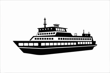 Fototapeta premium Minimalist Ferry Silhouette Vector Art for Nautical and Maritime Designs