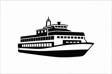 Fototapeta premium Minimalist Ferry Silhouette Vector Art for Nautical and Maritime Designs