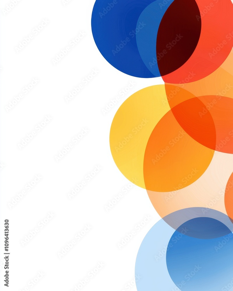 Poster a vibrant illustration featuring overlapping circles in various colors, creating an abstract composi