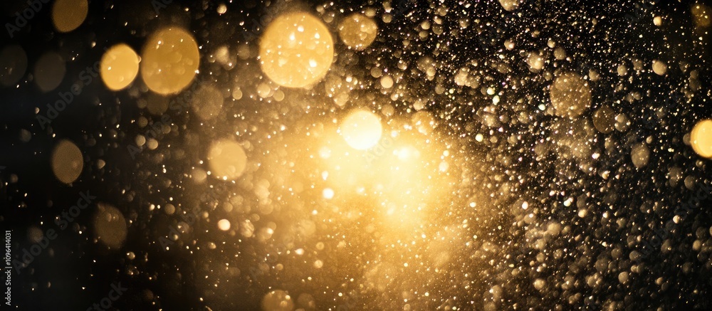 Poster Enchanting Nighttime Snowfall with Beautiful Backlit Bokeh Creating a Magical Atmosphere