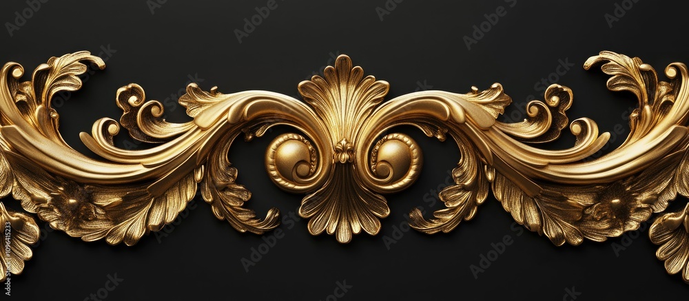 Poster elegant golden ornamental framework with intricate details on a dark background for luxury design co