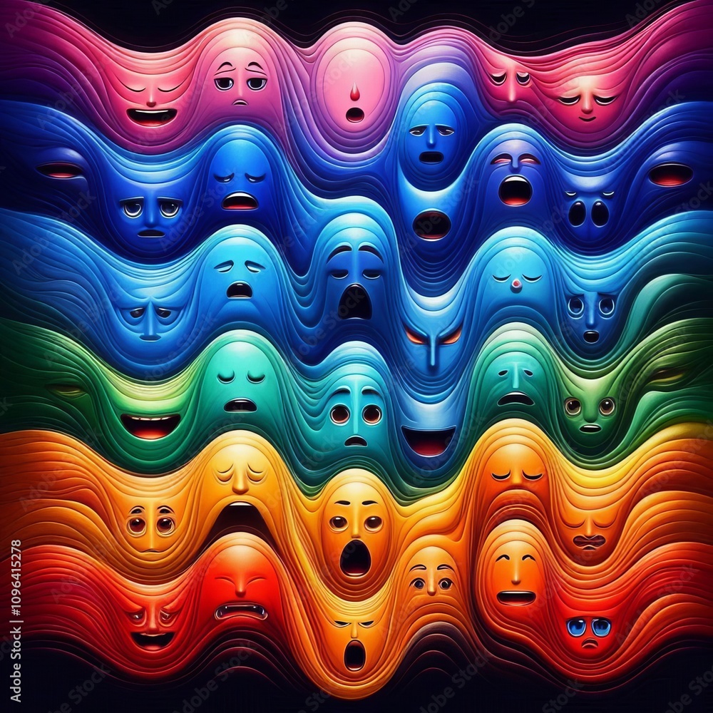 Poster emotional spectrum a color gradient representing different emoti