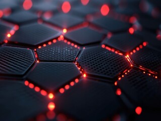 Obraz premium Computer Keyboard Red Lights Close Up