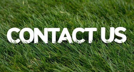 contact us white lettering on grass background