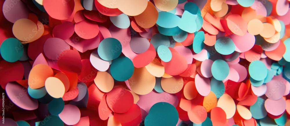 Poster vibrant backdrop of colorful paper confetti in various shapes and sizes creating a cheerful and fest