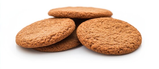 Gingerbread cookies stacked on a white background showcasing their rich texture and warm color ideal for holiday themes and dessert displays