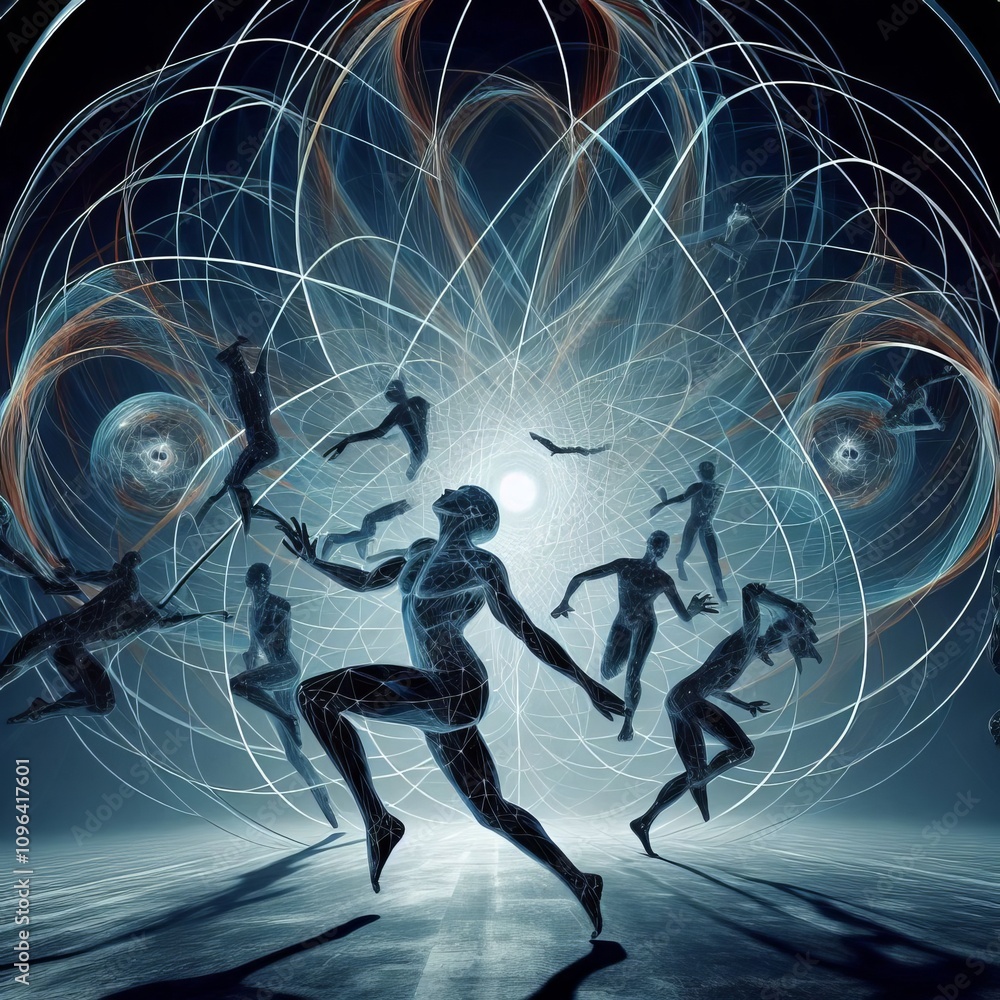 Poster explore concepts from quantum physics such as superposition and