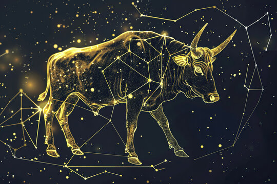 Astrological composition with concept of Taurus zodiac sign symbol