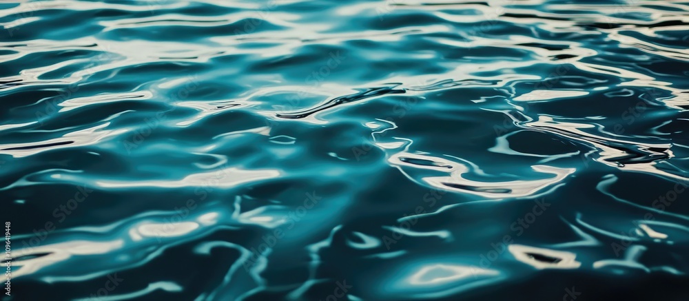 Poster Calm water surface with soft reflections creating a serene atmosphere for nature and landscape themes