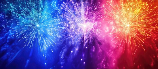 Vibrant fireworks display celebrating Gay Pride and New Year with colorful flag motifs in a festive abstract background design.