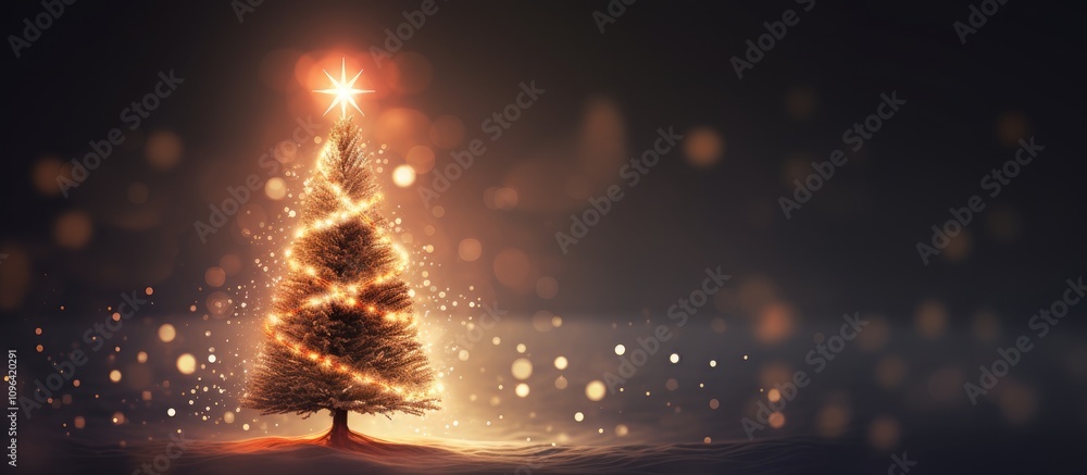 Aufkleber bokeh illuminated christmas tree with warm lights creating a festive and magical atmosphere during t
