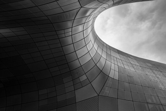 Dongdaemun Design Plaza landmark in Seoul, South Korea, futuristic building designed by architect Zaha Hadid