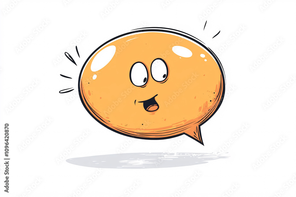 Poster a cute cartoon speech bubble with a playful and expressive face sits on a clean white background add