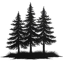Obraz premium Majestic Pine Trees Silhouette Forest Setting Nature Artwork Tranquil Environment Vertical View Eco-Friendly Concept for Nature Enthusiasts