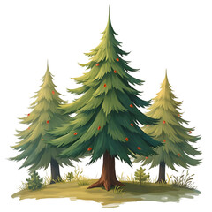 Fototapeta premium Forest Scene Evergreen Trees in a Natural Landscape Illustrated Artwork Tranquil Environment Vibrant Colors Nature Concept for Relaxation and Inspiration