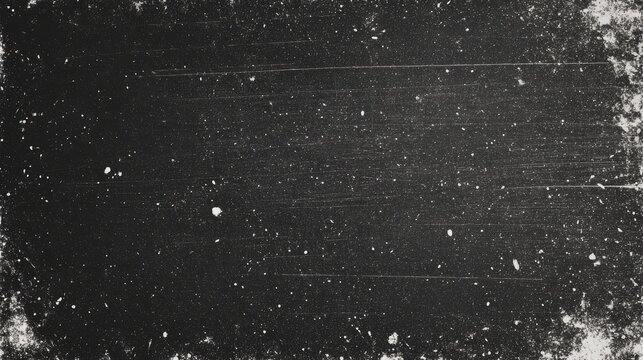 Aged photo effect with dust and scratches, creating a black grunge abstract background with a worn, vintage look.