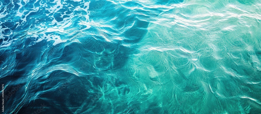 Poster luminescent ocean water swirl vibrant natural patterns in blue tones creating an underwater wonder a